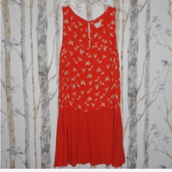 👑 orange coral sparrow bird drop waist dress fly free - Picture 5 of 8